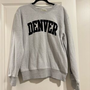Gray Crewneck Sweater with Black Lettering